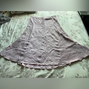 Lavender Pull On Linen Curved Seam Midi Skirt 16 Feminine Cottage Fairy Boho Y2K
